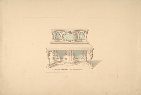 Design for Piccolo Pianoforte, Louis Quatorze Style, 1835-1900.