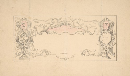 Design for Banknote or Certificate, 1830-1900.