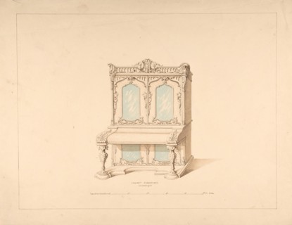 Design for Cabinet Pianoforte, Arabesque Style, 1835-1900.