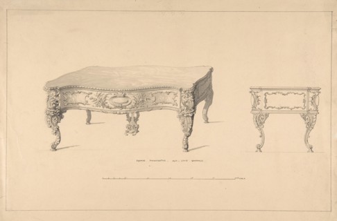 Design for Square Pianoforte, Louis Quatorze Style, 1835-1900.