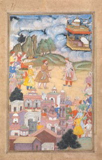 King Sal Visits Kala Yavana, Folio from a Harivamsa (Legend of Hari (Krishna)), ca. 1590-95.