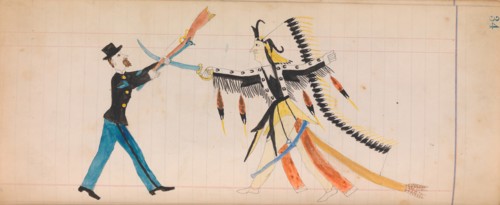 Maffet Ledger: Indian chief and soldier, ca. 1874-81.