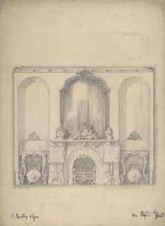 Design for a Wall with a Fireplace and Side Tables, 1841-84.
