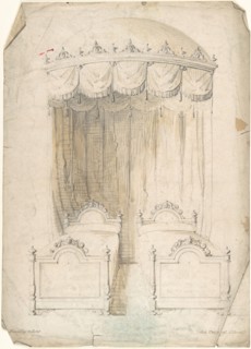 Design for Twin Beds with a Canopy, 1841-84.