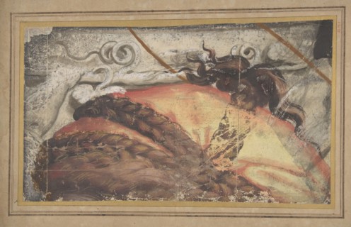 Tapestry Cartoon Fragment: The Top of Woman's Head with Hair Braided over a Cloth Headdress, 1500-50.