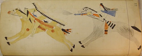Maffet Ledger: Two Mounted Indians, ca. 1874-81.