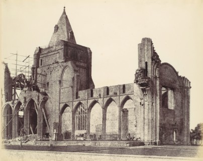 Crowland Abbey, the West Front Under Repair, 1860.