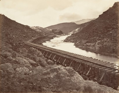 Eureka Quartz Mill and Flume, Nevada, 1875, printed ca. 1876.