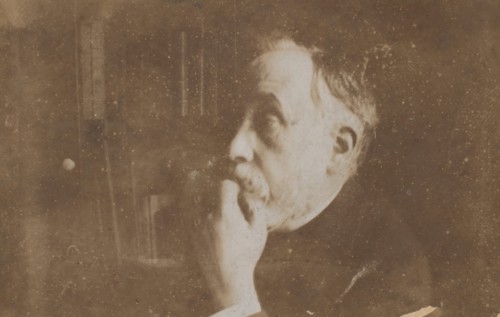 [Self-Portrait in Library (Hand to Chin)], probably 1895.