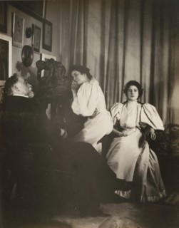 [Self-Portrait with Christine and Yvonne Lerolle], probably 1895-96.