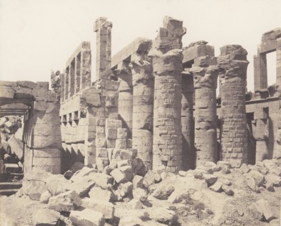 Karnak (Thèbes), Palais - Salle Hypostyle - Vue Générale Prise du Point Q, 1851-52, printed 1853-54.