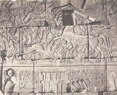 Karnak (Thèbes), Enciente du Palais - Détails de Sculptures au Point O, 1851-52, printed 1853-54.