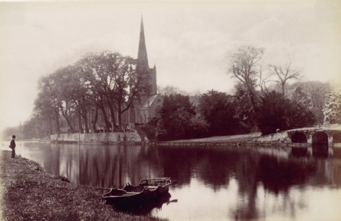 Stradford-on-Avon Church, from the Avon, 1870s.