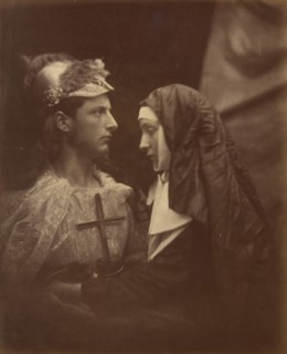 Sir Galahad and the Pale Nun, 1874. A photographic illustration to Alfred Tennyson's "Idylls of the King"; a series of narrative poems based on the legends of King Arthur.