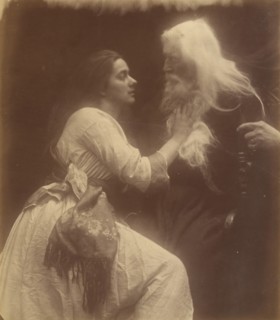 Vivien and Merlin, September 1874. A photographic illustration to Alfred Tennyson's "Idylls of the King"; a series of narrative poems based on the legends of King Arthur.