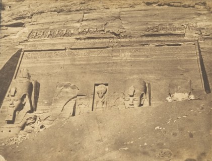 Vue de la façade du Spéos de Phré, à Abousembil, March 1850.