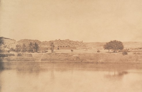 Vue prise à l'Est de Philae - Village de Abou-Kouli; Route d'Assouan, 1849-50.