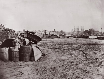 Wharves at Richmond, Virginia, 1865. Formerly attributed to Mathew B. Brady.