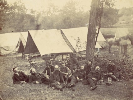 Group at Headquarters of the Army of the Potomac, Antietam, October 1862, 1862.