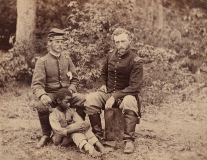 Lieutenant Washington, a Confederate Prisoner, and Capt. Custis [sic] (for Custer) U.S.A., 1862.
