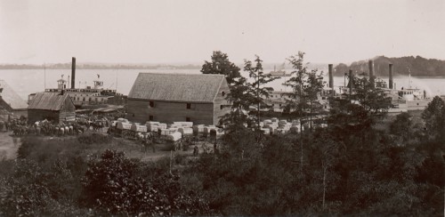 Wilcox Landing, 1861-65. Formerly attributed to Mathew B. Brady.