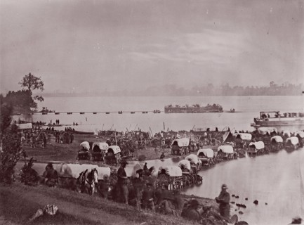 Wagon Train at Port Royal, Rappahannock River, 1861-65. Formerly attributed to Mathew B. Brady.