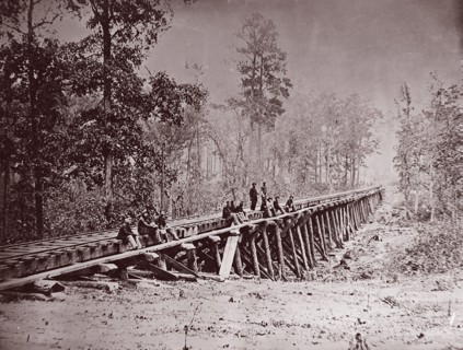Bridge. U.S. Military Railroad at City Point, 1861-65. Formerly attributed to Mathew B. Brady.