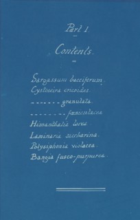Part I Contents from Photographs of British Algae: Cyanotype Impressions, ca. 1853.