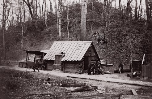 [A Union Station on the James River Established for Extracting Gunpowder from Confederate Torpedoes], 1864. Formerly attributed to Mathew B. Brady, Andrew Joseph Russell.