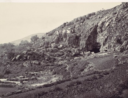 Principal Source of the Jordan, Flowing From a Cave Near Banias, Near the Site of the Northern City of Dan, the Frontier Town of Israel, ca. 1857.