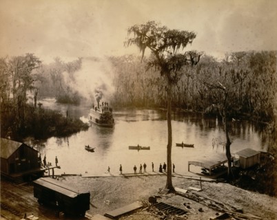 Stern-Wheeler Arriving at Silver Springs, Florida, after an Overnight Run up the St. Johns, Oklawaha, & Silver Rivers, 1886.