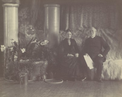 Mr. and Mrs. Charles E. Tiffany in Louis C. Tiffany's Studio, ca. 1890.