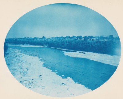 No. 6. From South Approach of Franklin Ave Bridge, Minneapolis, Minnesota Looking Up Stream (Low Water), 1890.