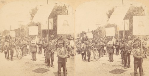 Pair of Stereograph Views of General Jacob S. Coxey's Army of the Unemployed, 1850s-1910s.