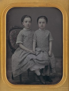 [Two Girls in Identical Dresses], ca. 1857.