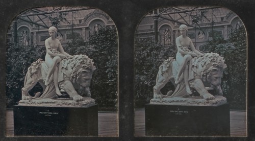 Stereograph, Crystal Palace, John Bell's Una and the Lion, 1854-62.