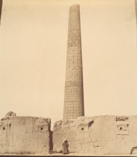 [Minaret of the Mosque of 40 Columns, Chehel Dokhtar, 359b.], 1840s-60s.