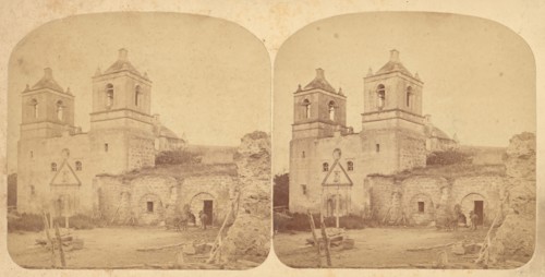 Group of 4 Stereograph Views of California Missions, 1860s-1910s.