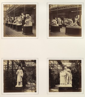 [Roman Court with Sculptures of Posidonius and Wounded Gladiator; Sculpture of Geoffrey Chaucer by Marshall; Sculpture of Shakespeare by Roubilliac], ca. 1859.