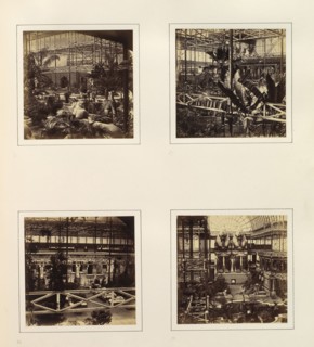 [View of Sphinxes Among Foliage; View of Tropical Foliage; Egyptian Court from North-east Gallery; Colossal Egyptian Figures], ca. 1859.