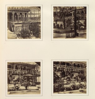 [Elevated View of Egyptian Court; Ninevah Court; Monti's Fountain, and Nineveh Court; Assyrian Court with Workers], ca. 1859.