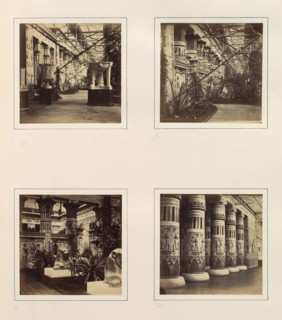 [Egyptian Court, Eastern Wall of Principal Court; Egyptian Court, Principal Facade towards the Nave; Lions in the Egyptian Court; [Colonnade Adorned with Egyptian Paintings], ca. 1859.