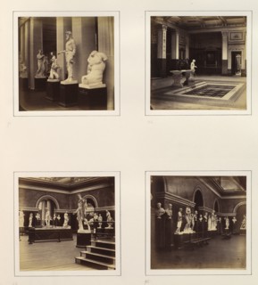 [Greek Court with Farnese Torso of a Youth; View of a Classical Fountain and Pool; Roman Gallery with Apollo Belvedere and Model of the Roman Forum; Roman Sculpture Court], ca. 1859.