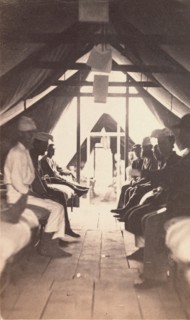 [Wounded Soldiers on Cots, possibly at Harewood Hospital], 1865.