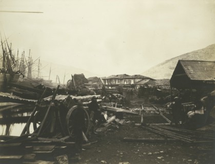 Landing Place, Railway Stores, Balaklava, 1855.