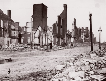 Ruins in Carey Street, Richmond, 1865. Formerly attributed to Mathew B. Brady.