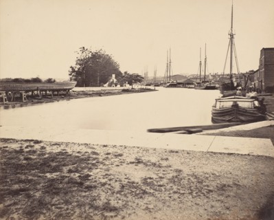 Civil War View, 1860s. (View of the Linchburg Canal near Rocketts, Richmond, Virginia).