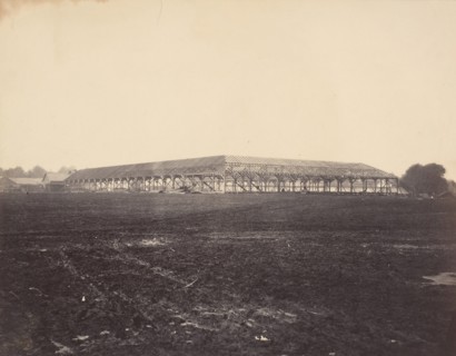 Civil War View, 1860s. (Frame Works for Corn Distribution, City Point, Virginia).