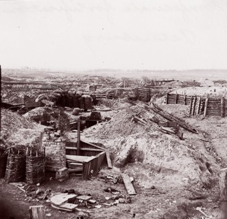 Confederate Fortifications, Petersburg, 1864. Formerly attributed to Mathew B. Brady.