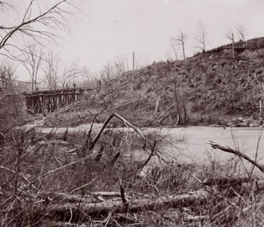 Bull Run. Bridge near Union Mills (destroyed seven times), ca. 1862. Formerly attributed to Mathew B. Brady.